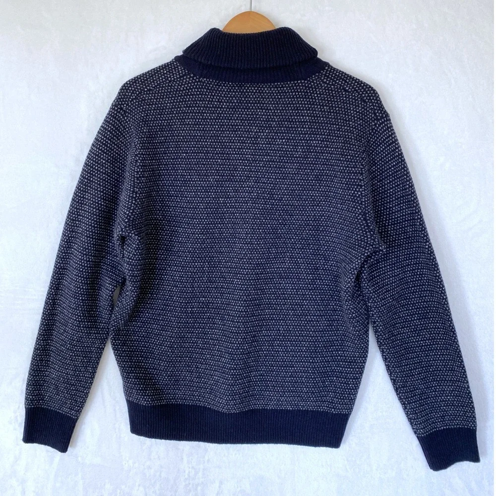 J. Crew Men's Shawl Collar Sweater Size M Navy 100% Lambs Wool‎